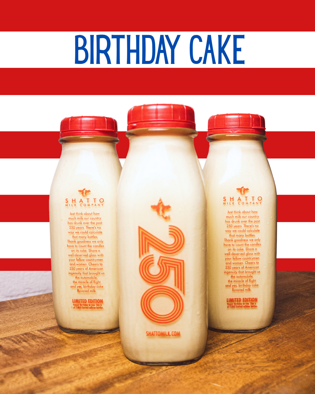 Shatto Milk Company Celebrates with New 250th Birthday Cake Flavor Milk and “Patriotic Cow” Commemorative Merchandise